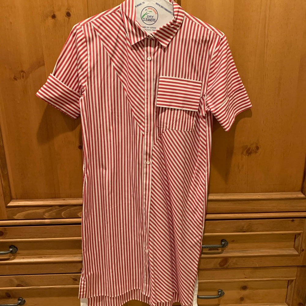 Public School red/white stripe shirt dress. Size 6